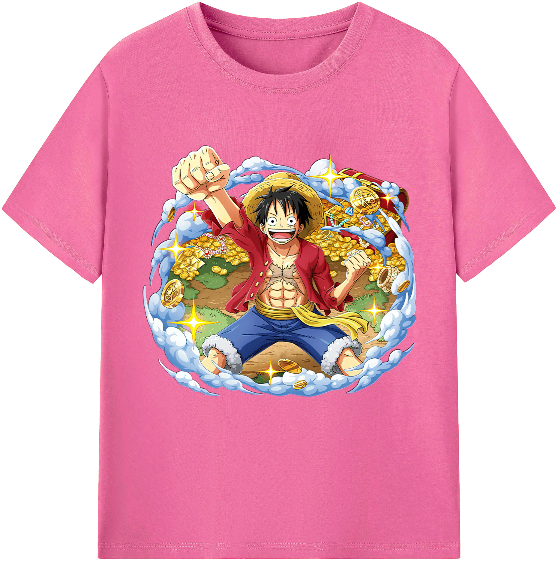 ワンピース モンキー・D・ルフィ ONE PIECE Monkey D. Luffy レディースカジュアルプリントTシャツ（綿100％）